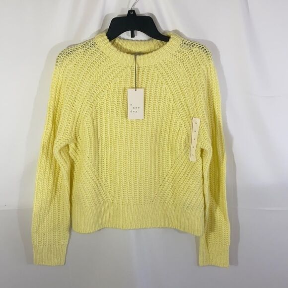 A New Day Light Yellow Crew Neck Knit Sweater - Picture 1 of 3